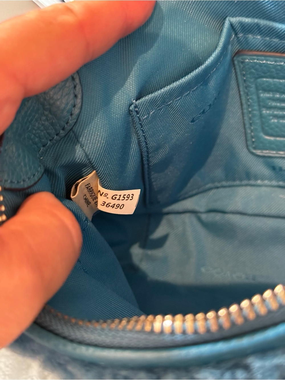 Coach Small Rhyder Pochette in Shearling & Leather — Peacock Blue - Picture 5 of 7